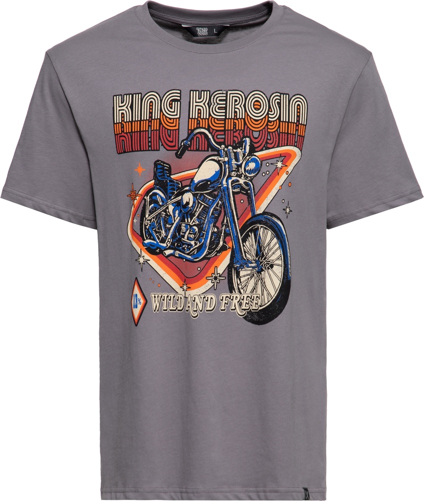 KingKerosinT-ShirtClassicWildAndFreeKKU41068SteelGrey-S