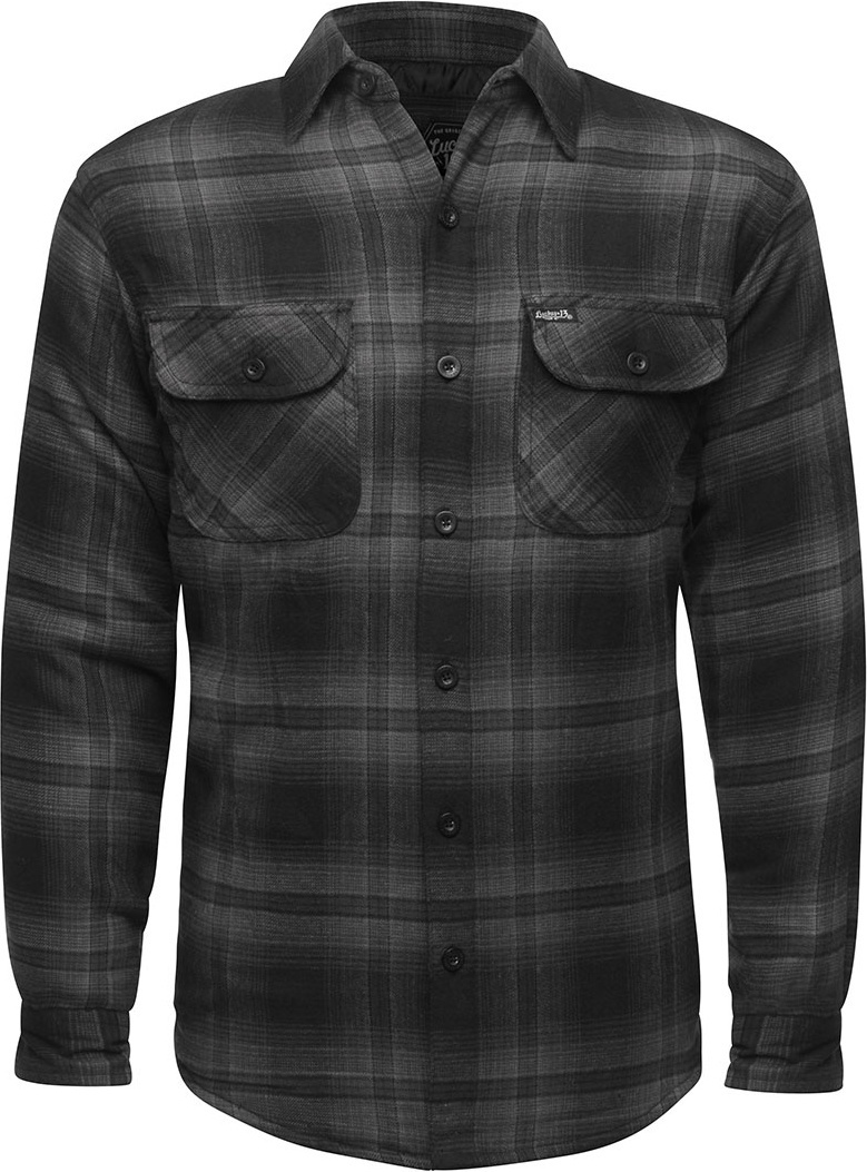 Lucky13HemdShockerLinedFlannelGreyBlack