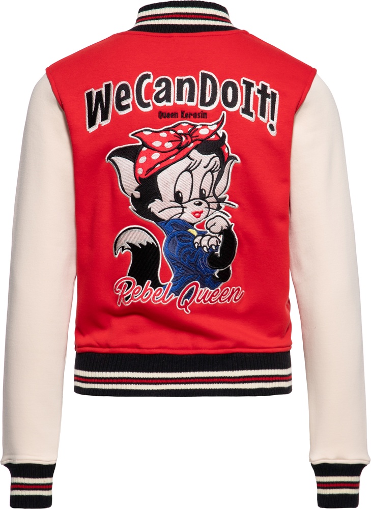 QueenKerosinDamenCollegeSweatJackeWeCanDoItQKU44003Red-XS
