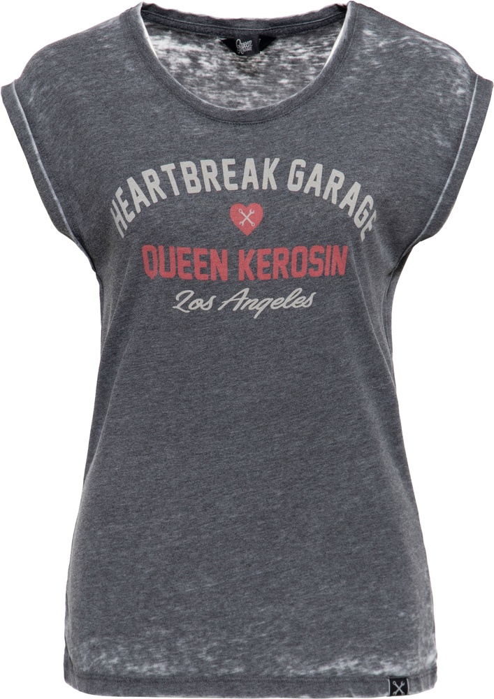 QueenKerosinDamenEnzymwashT-ShirtHeartbreakGarageQKI41014