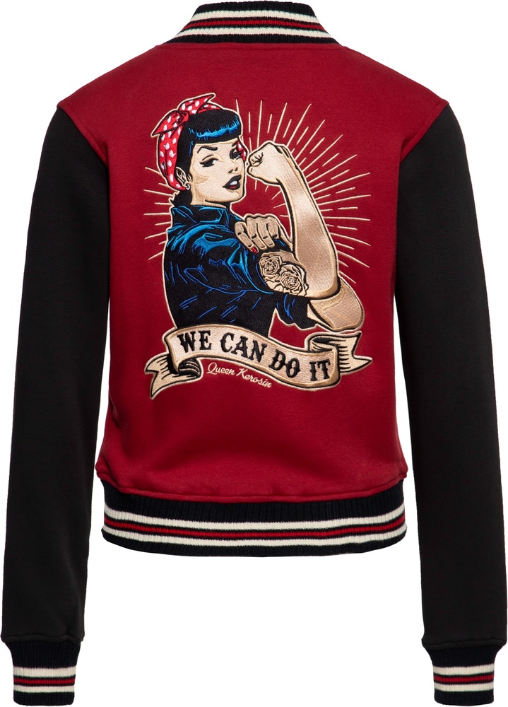 QueenKerosinDamenCollegeSweatJacketWeCanDoItQKI34001