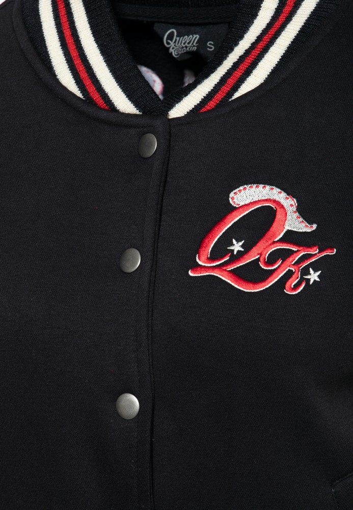 QueenKerosinDamenRebelatHeartCollegeSweatjackeSchwarz